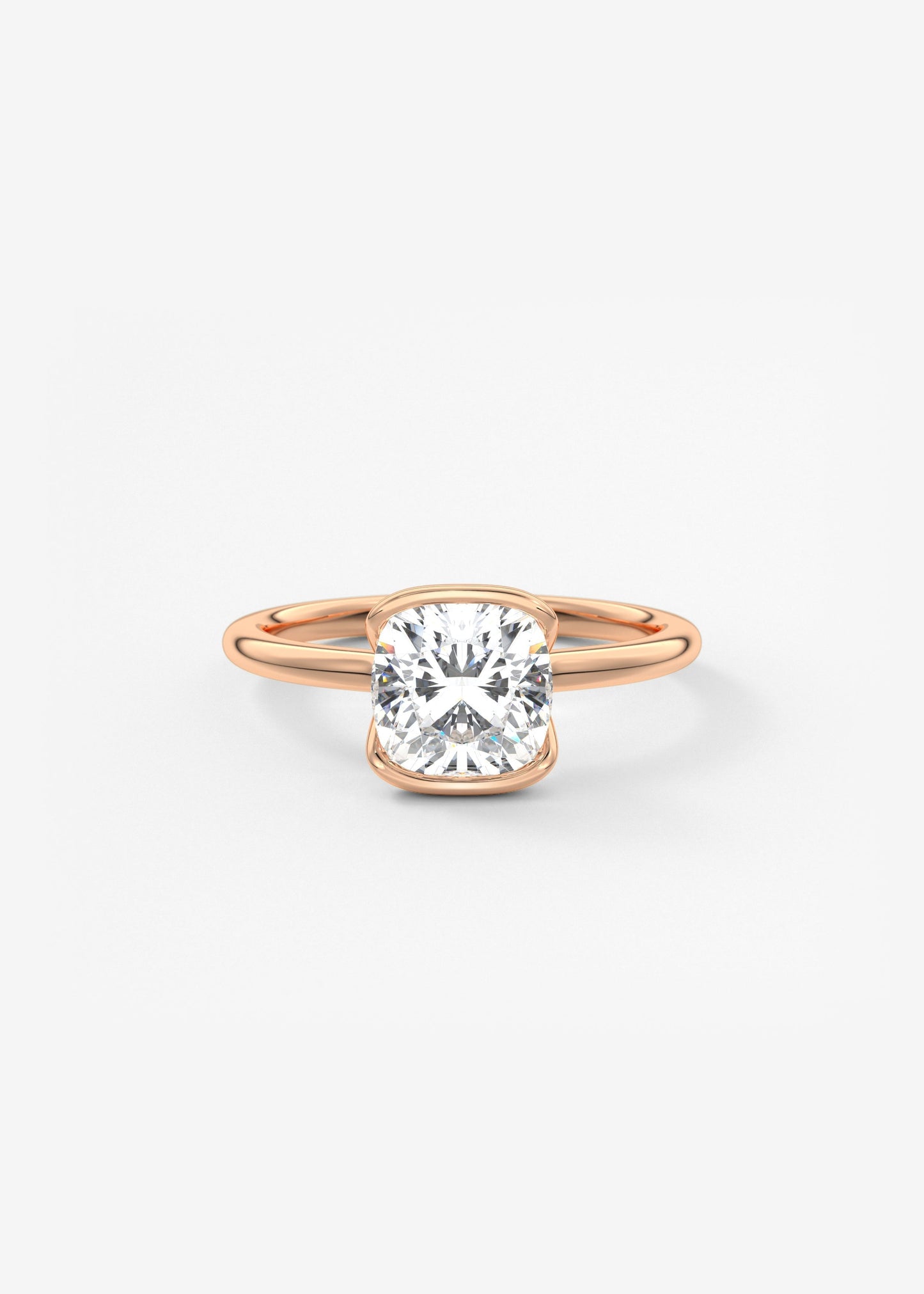 Cushion Half Bezel Lab Grown Diamond Engagement Ring