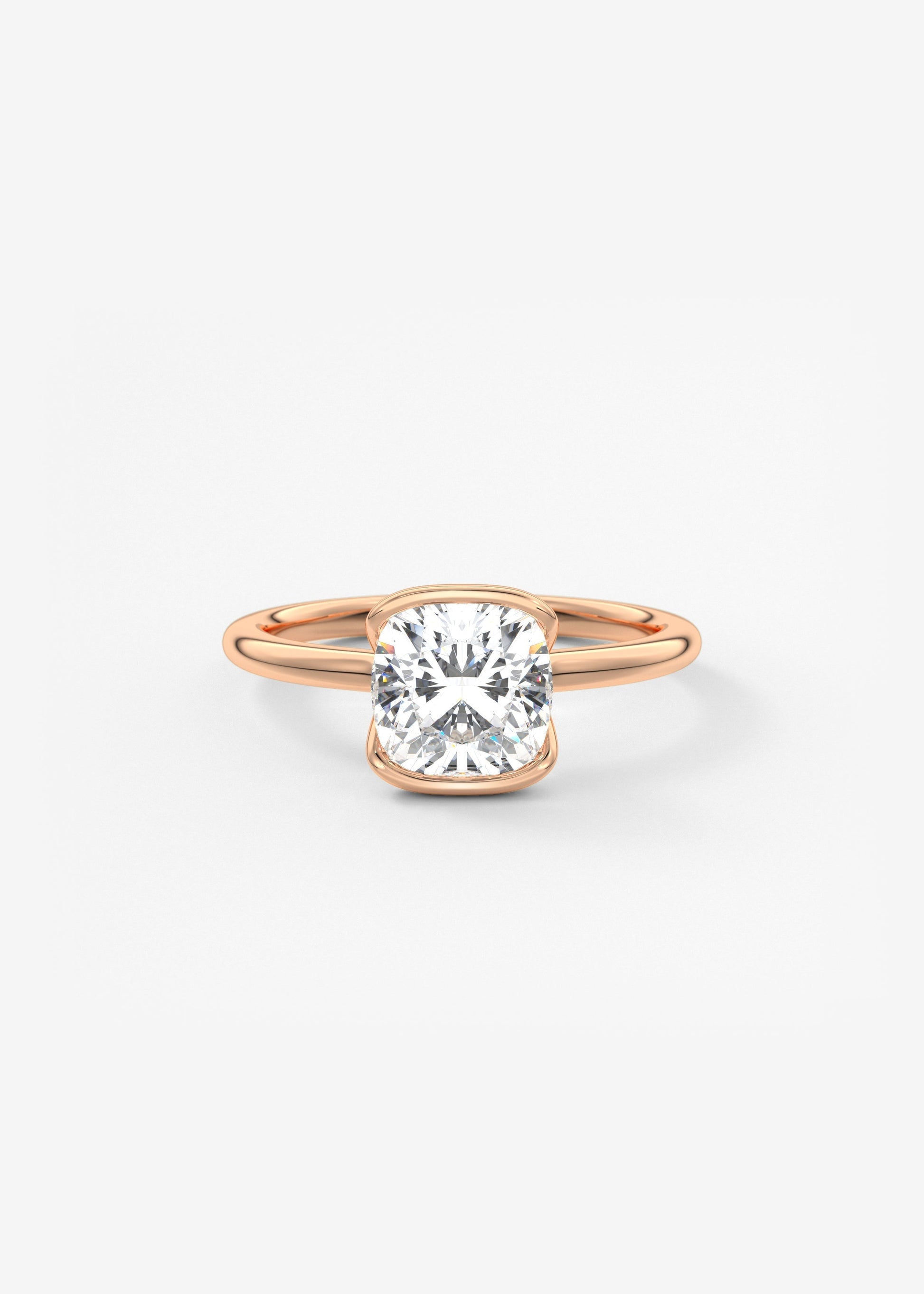 Cushion Half Bezel Lab Grown Diamond Engagement Ring