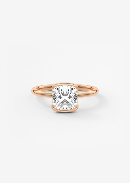 Cushion Half Bezel Lab Grown Diamond Engagement Ring