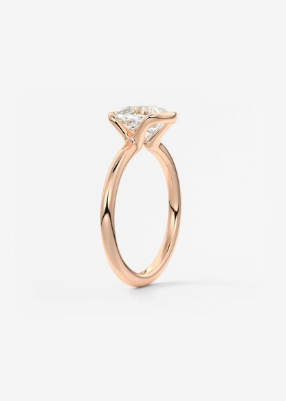 Cushion Half Bezel Lab Grown Diamond Engagement Ring