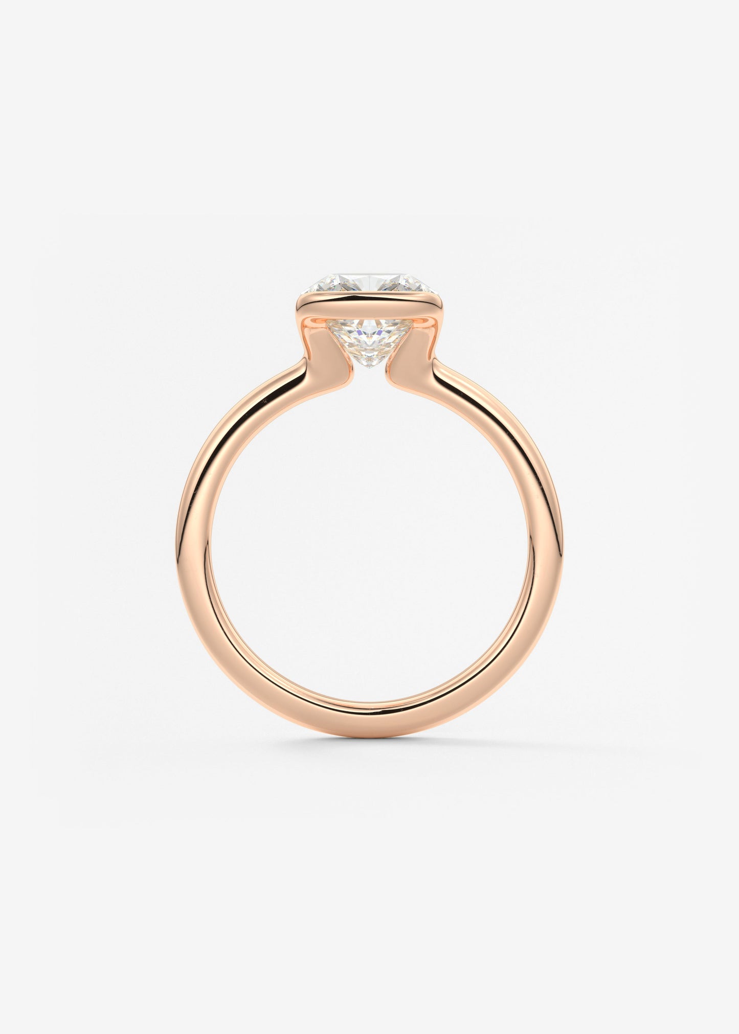 Cushion Half Bezel Lab Grown Diamond Engagement Ring