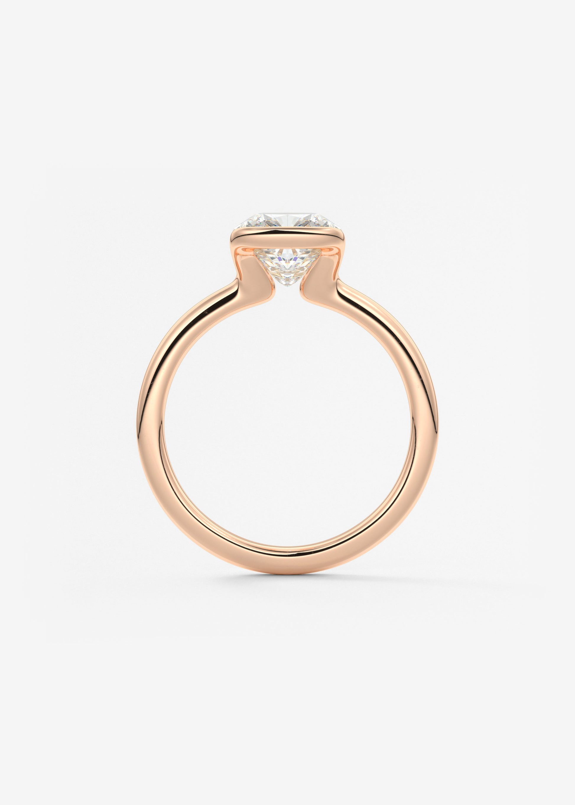 Cushion Half Bezel Lab Grown Diamond Engagement Ring
