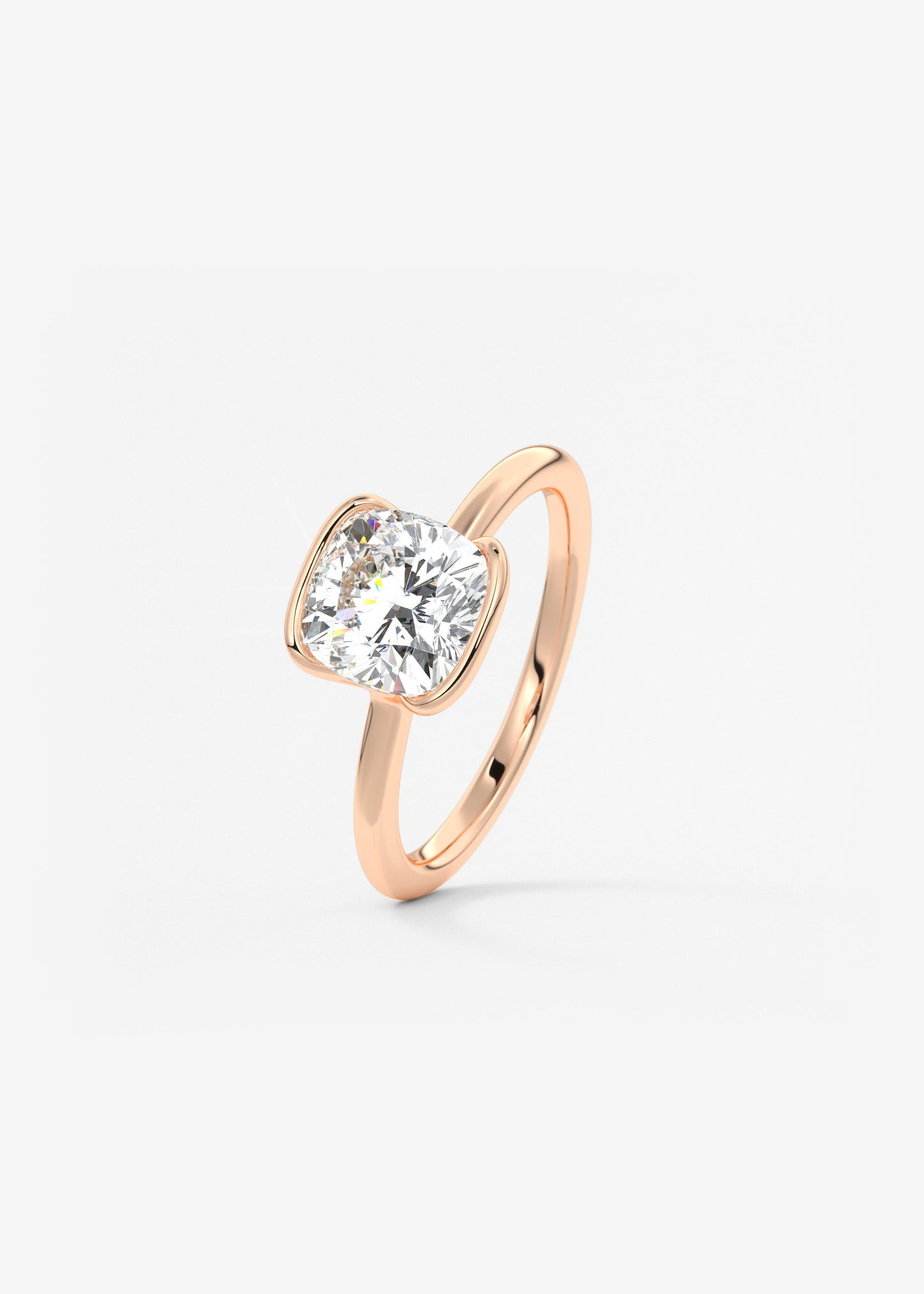 Cushion Half Bezel Lab Grown Diamond Engagement Ring