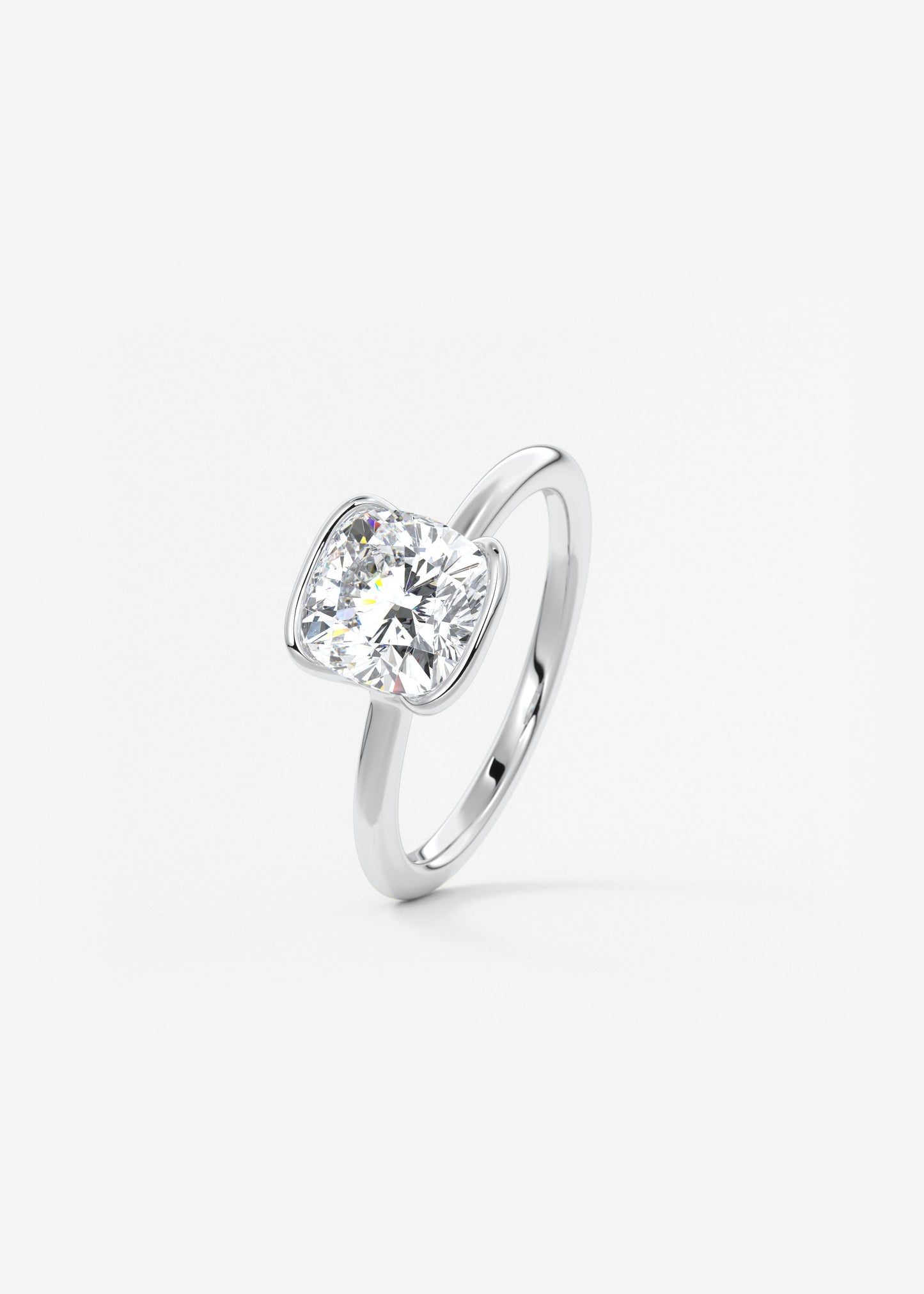 Cushion Half Bezel Lab Grown Diamond Engagement Ring