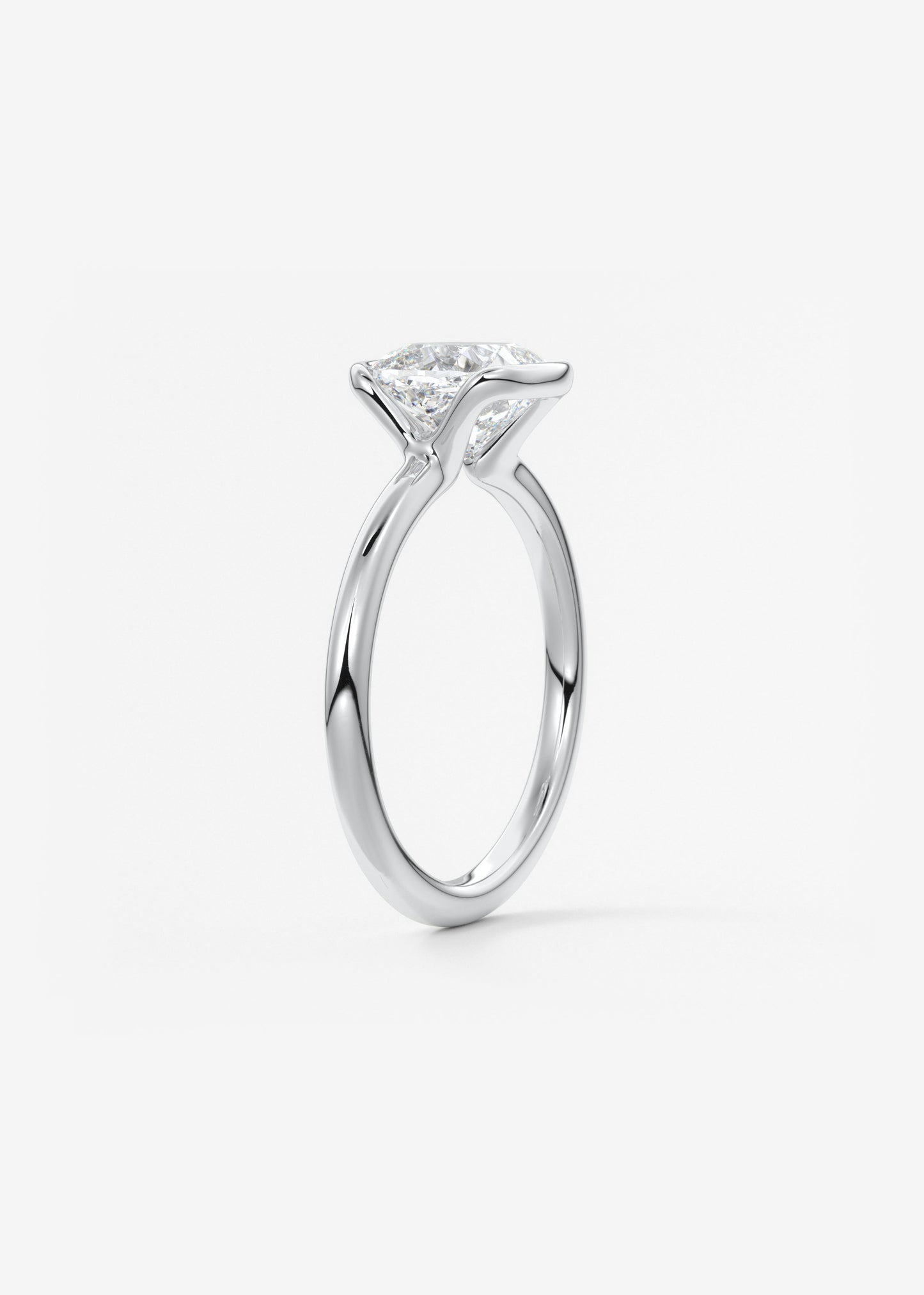 Cushion Half Bezel Lab Grown Diamond Engagement Ring