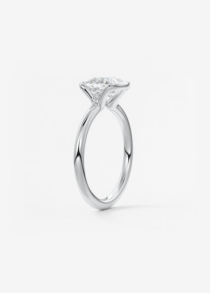 Cushion Half Bezel Lab Grown Diamond Engagement Ring