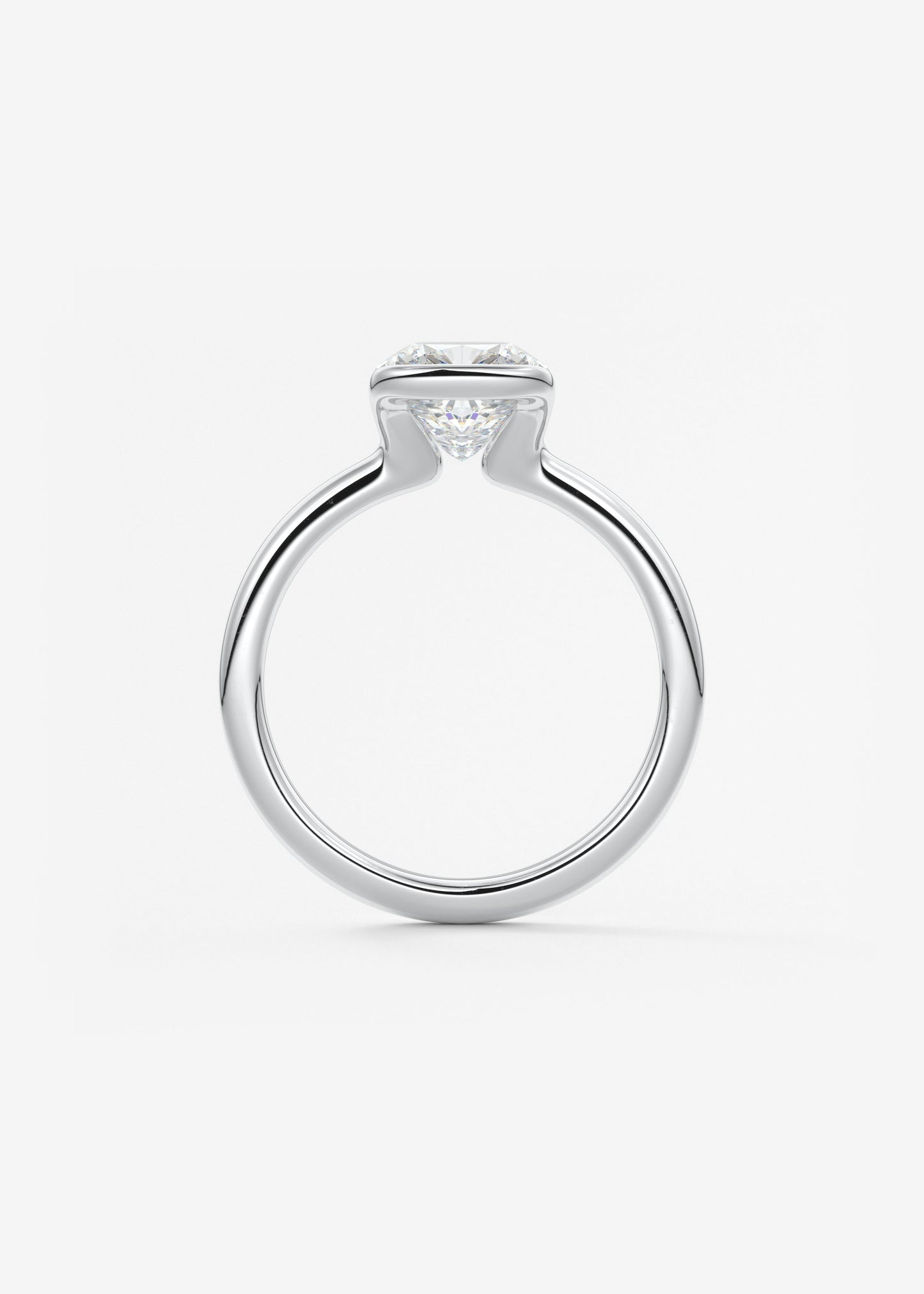 Cushion Half Bezel Lab Grown Diamond Engagement Ring
