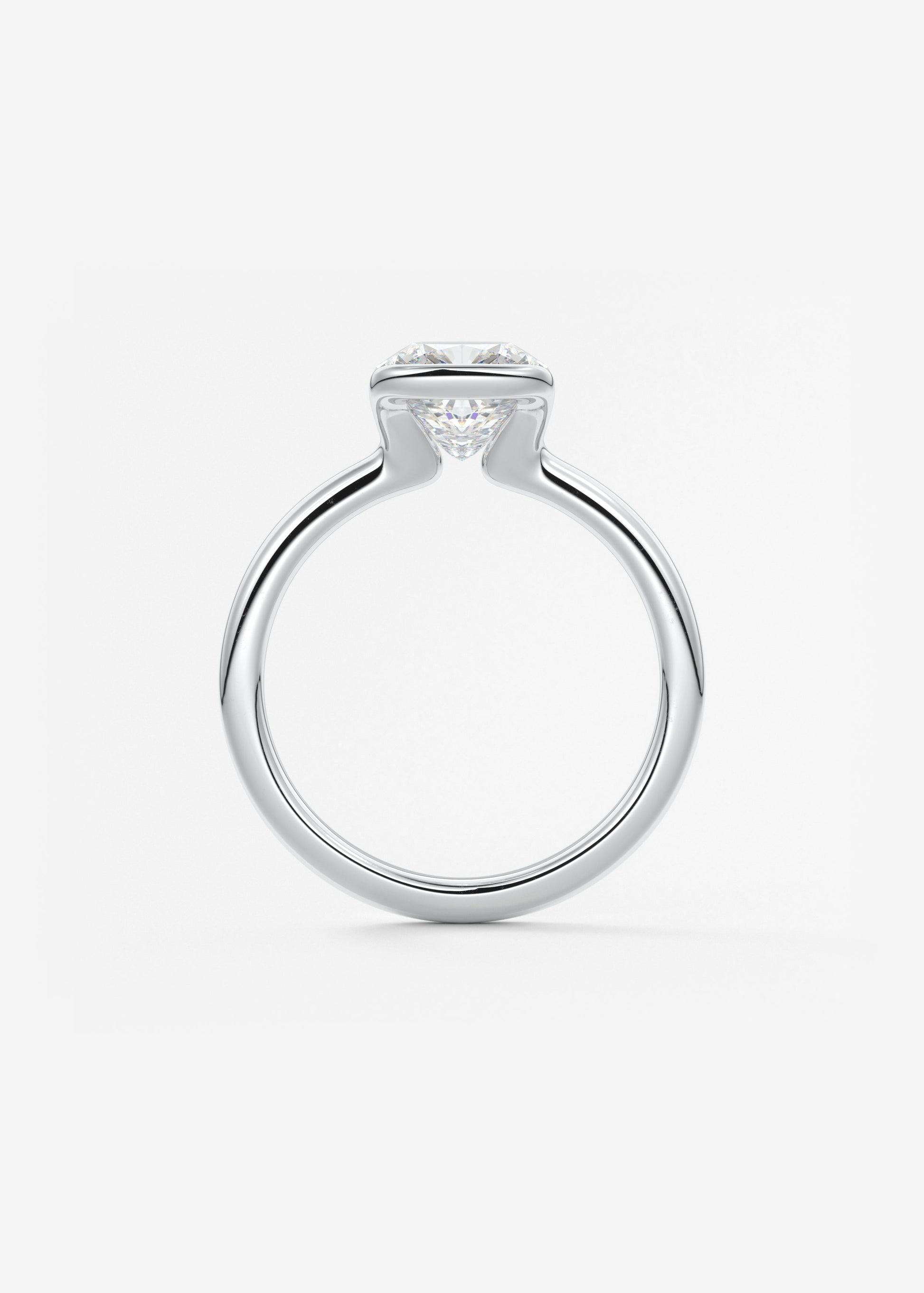 Cushion Half Bezel Lab Grown Diamond Engagement Ring