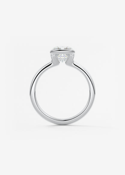 Cushion Half Bezel Lab Grown Diamond Engagement Ring