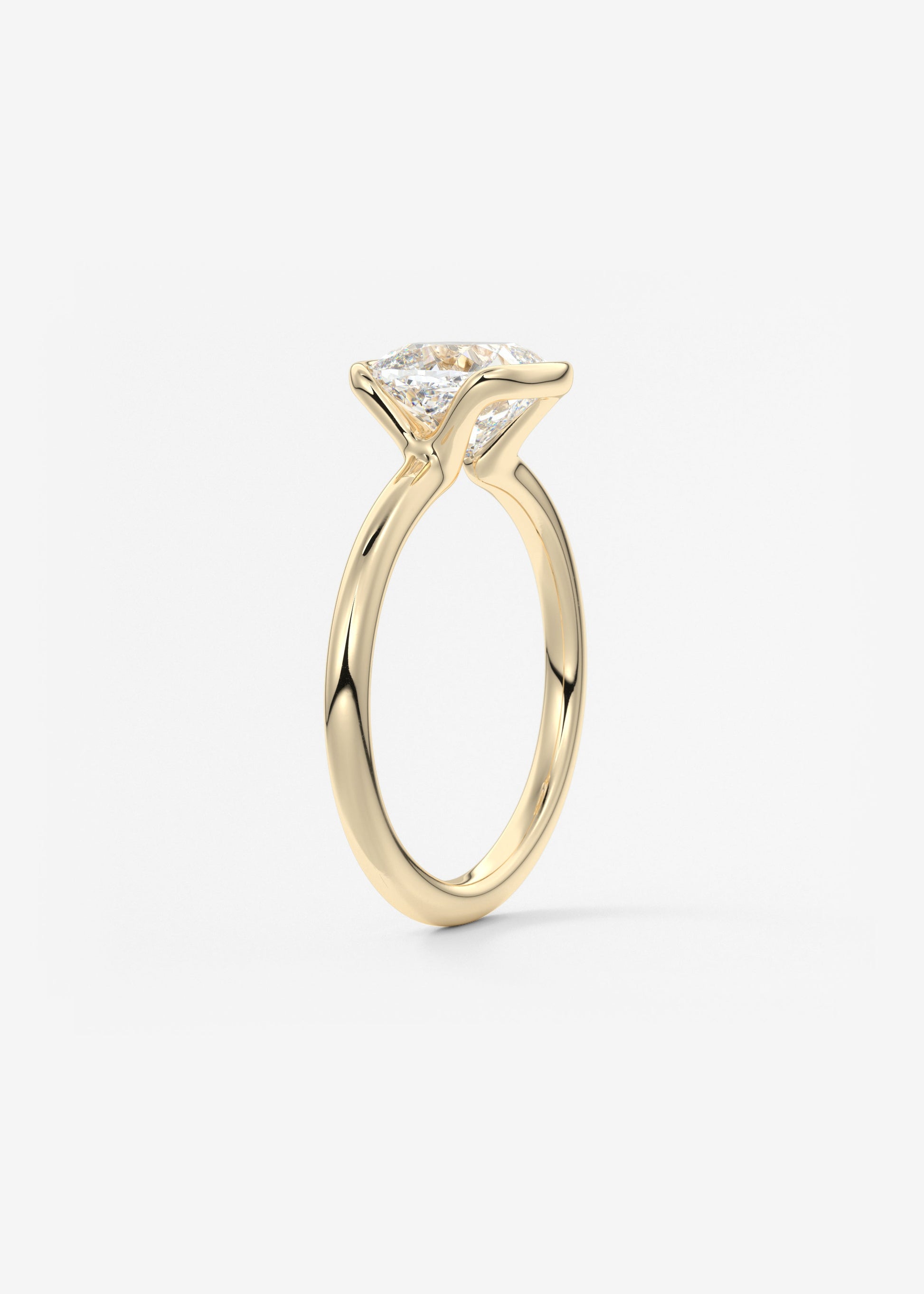 Cushion Half Bezel Lab Grown Diamond Engagement Ring