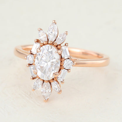 Oval Cluster Lab-Grown Diamond Engagement Ring