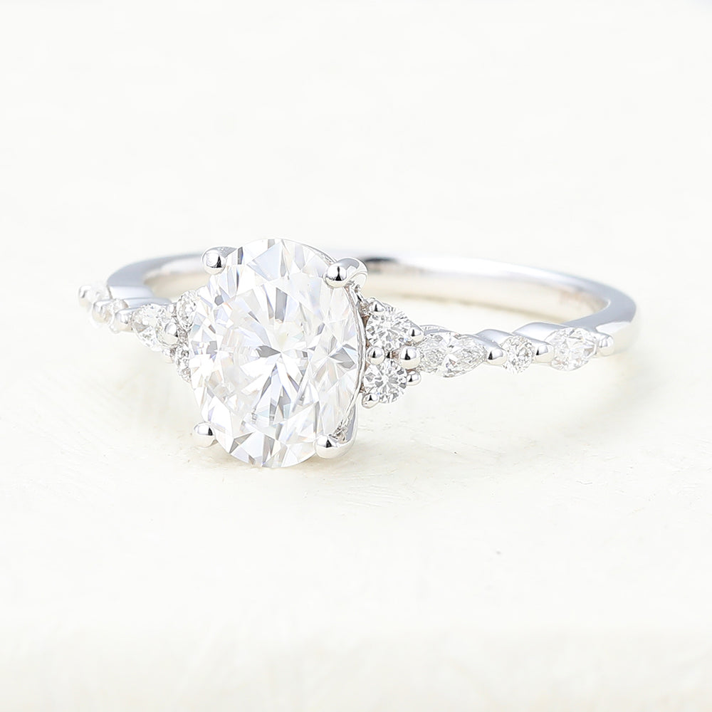 Oval Cluster Lab-Grown Diamond Engagement Ring