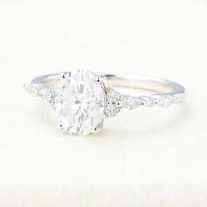 Oval Cluster Lab-Grown Diamond Engagement Ring