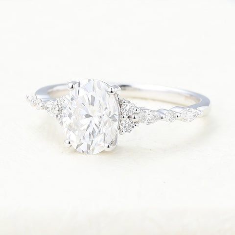 1.33 CT Oval Shaped Moissanite Pave Setting Engagement Ring 3