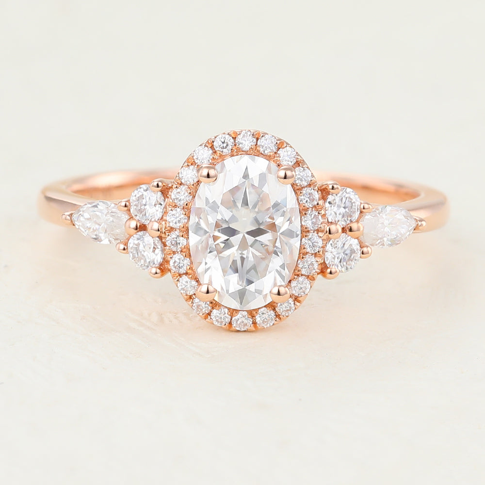 Oval Cluster Lab-Grown Diamond Engagement Ring