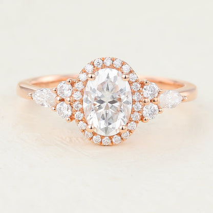 Oval Cluster Lab-Grown Diamond Engagement Ring