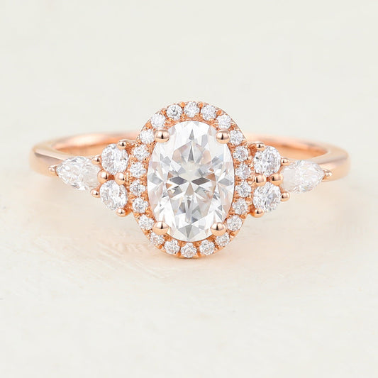 Oval Cluster Lab-Grown Diamond Engagement Ring