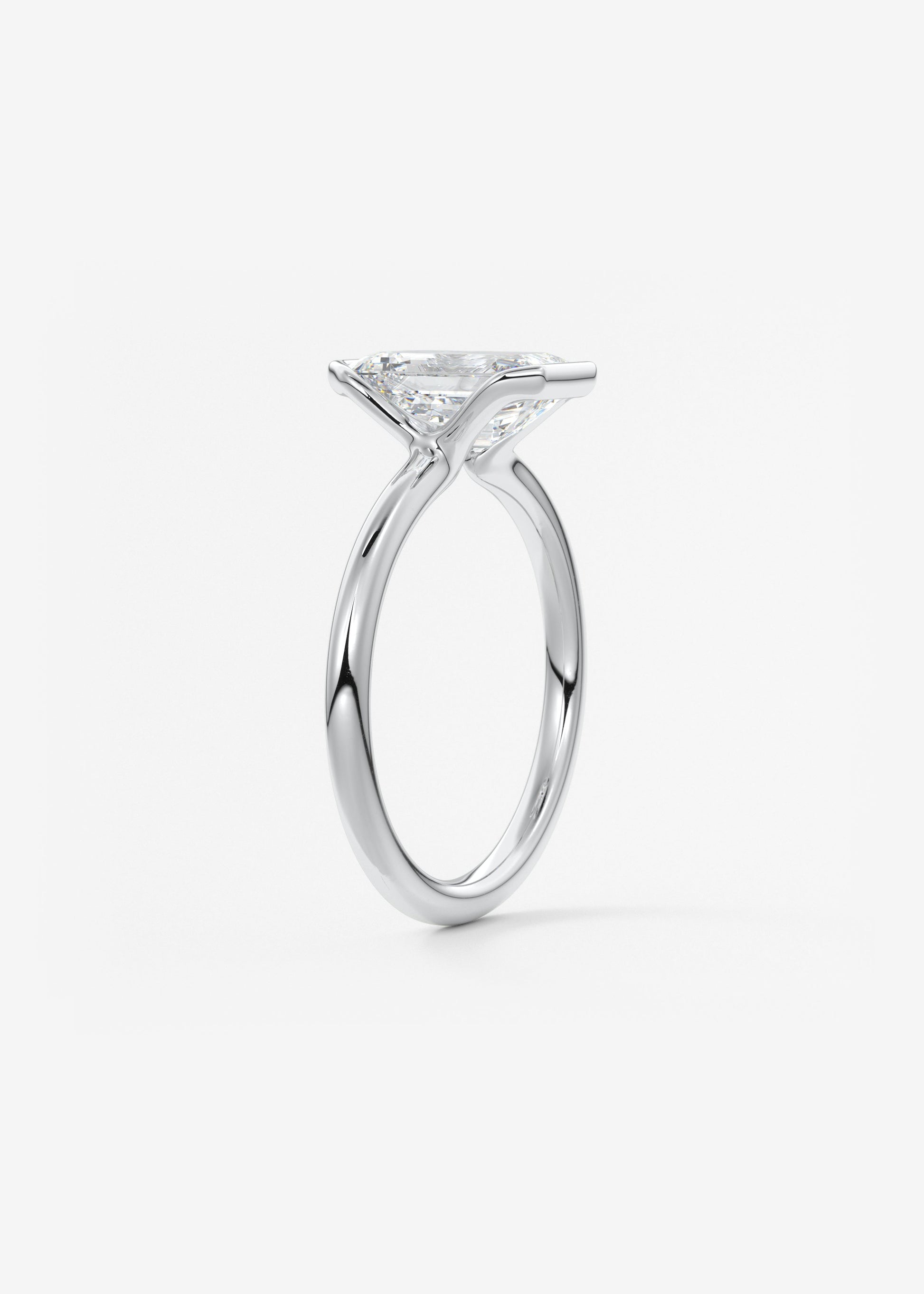 Emerald Half Bezel Lab Grown Diamond Engagement Ring