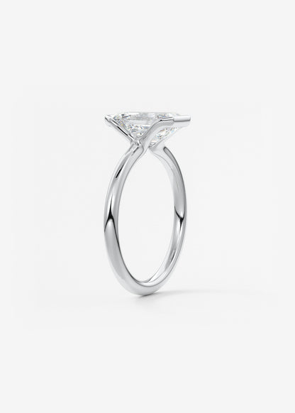 Emerald Half Bezel Lab Grown Diamond Engagement Ring