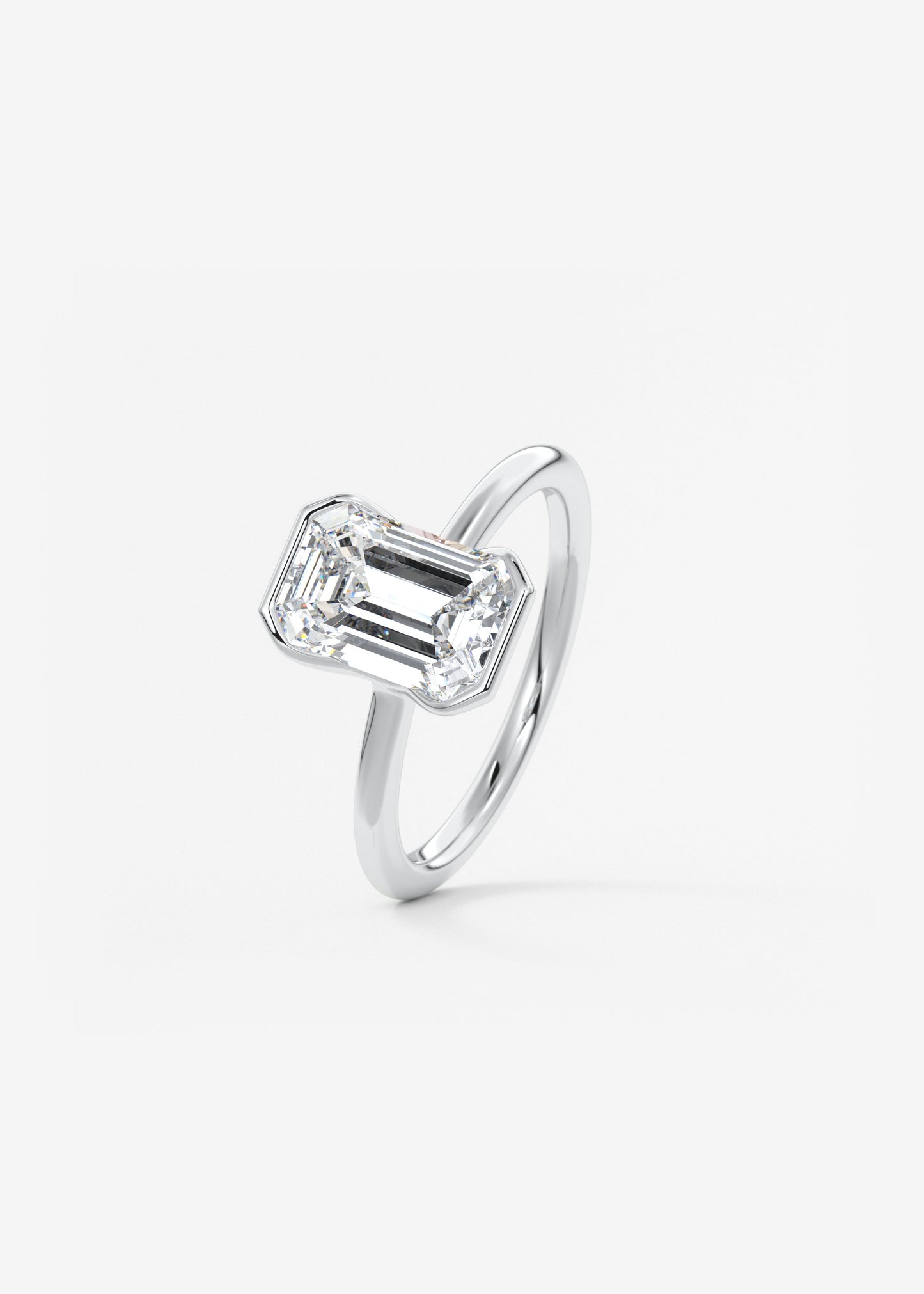 Emerald Half Bezel Lab Grown Diamond Engagement Ring