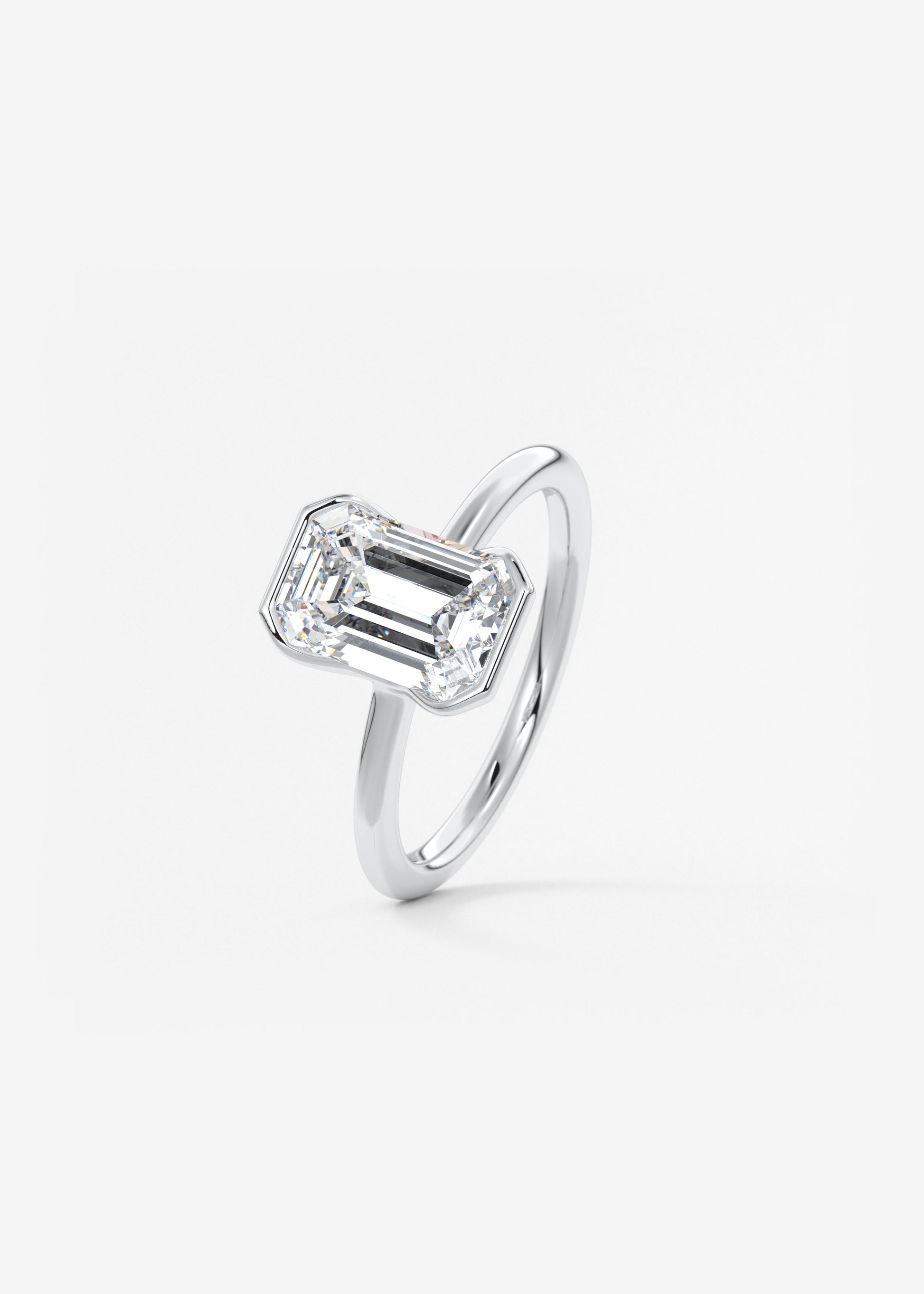 Emerald Half Bezel Lab Grown Diamond Engagement Ring