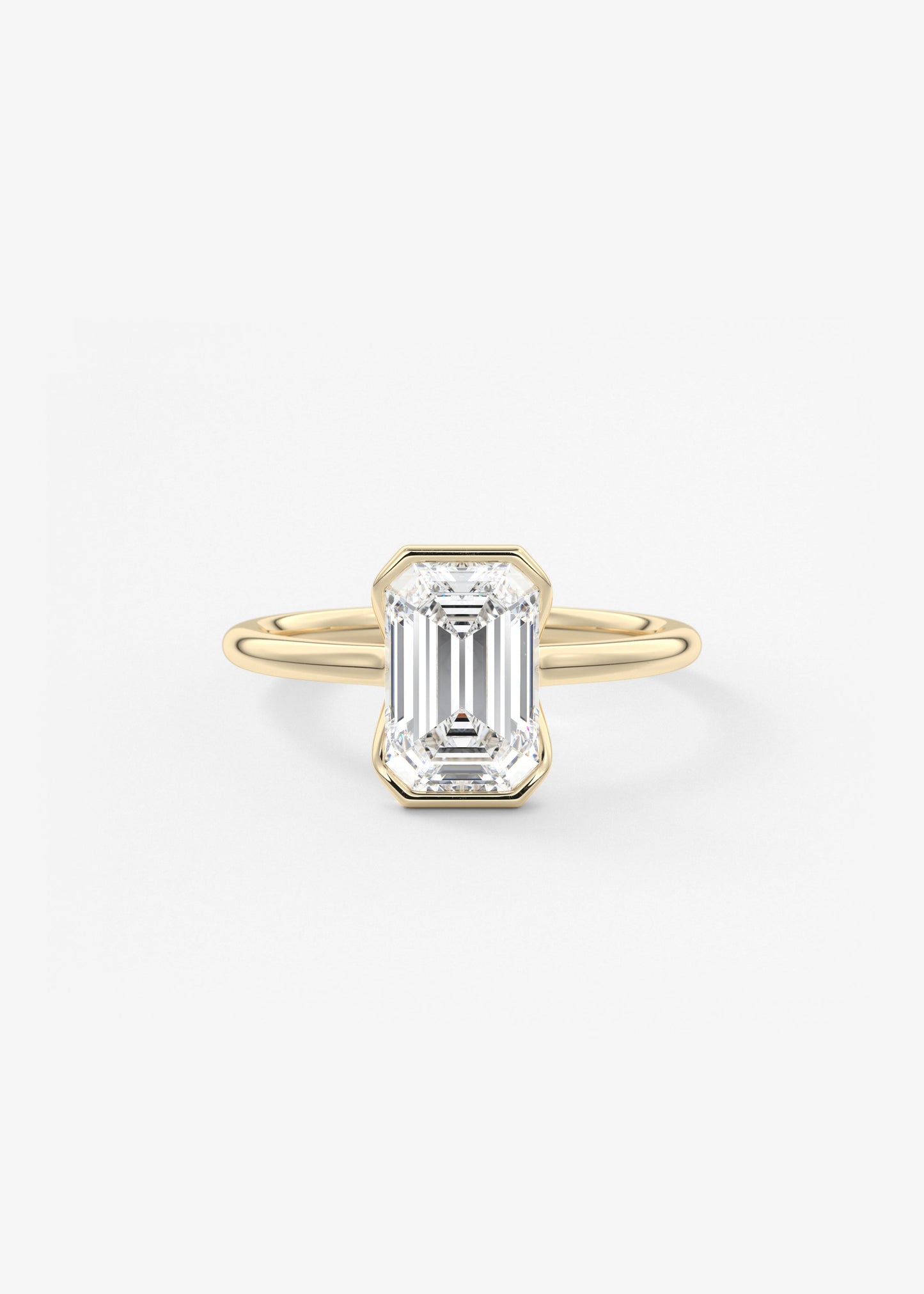 Emerald Half Bezel Lab Grown Diamond Engagement Ring