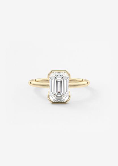 Emerald Half Bezel Lab Grown Diamond Engagement Ring