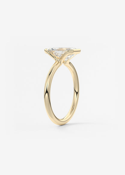Emerald Half Bezel Lab Grown Diamond Engagement Ring