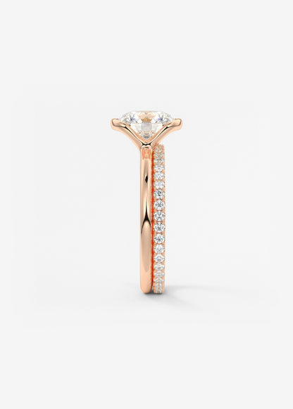 Round Half Bezel Lab Grown Diamond Engagement Ring
