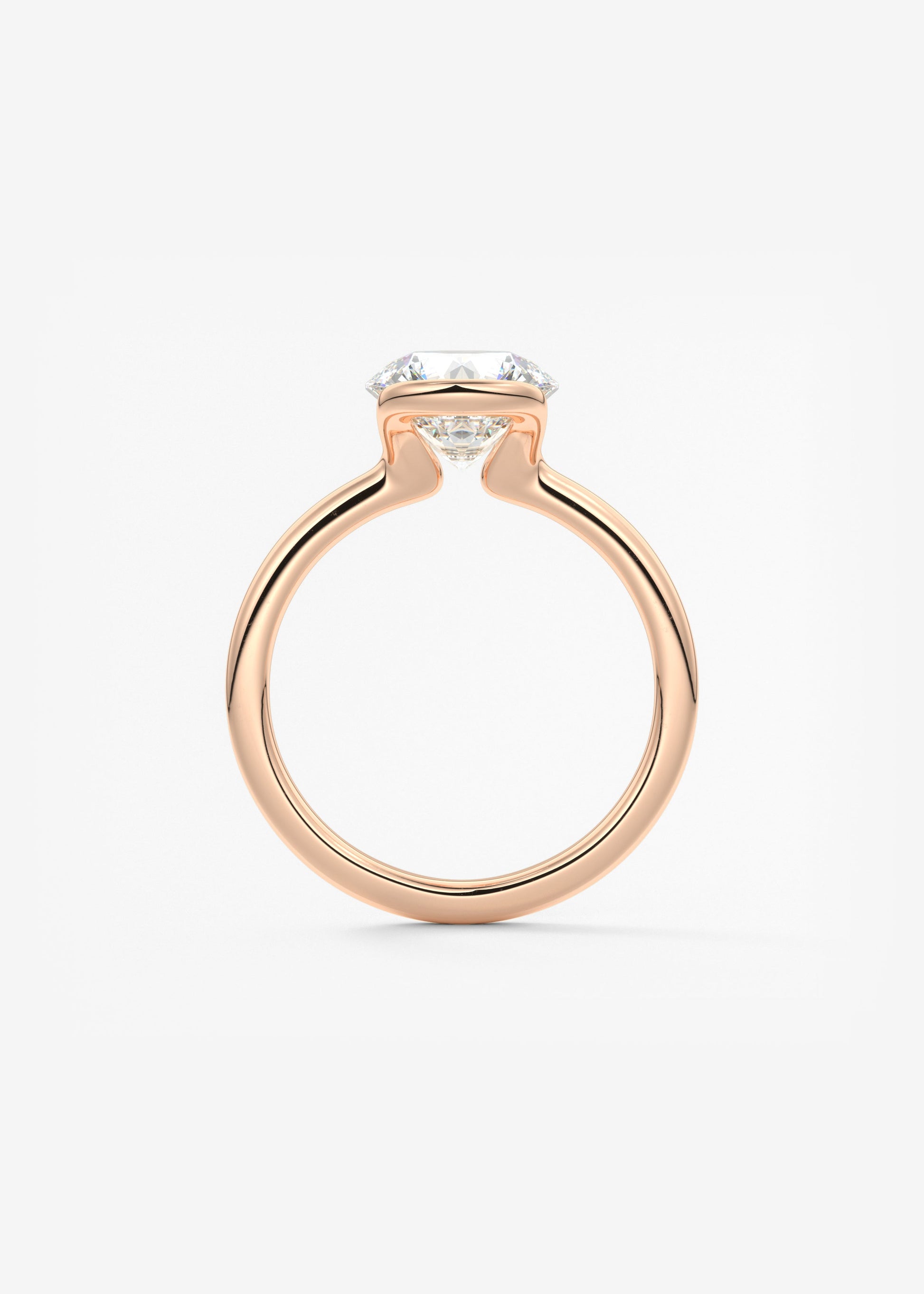 Round Half Bezel Lab Grown Diamond Engagement Ring