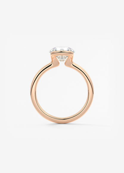 Round Half Bezel Lab Grown Diamond Engagement Ring