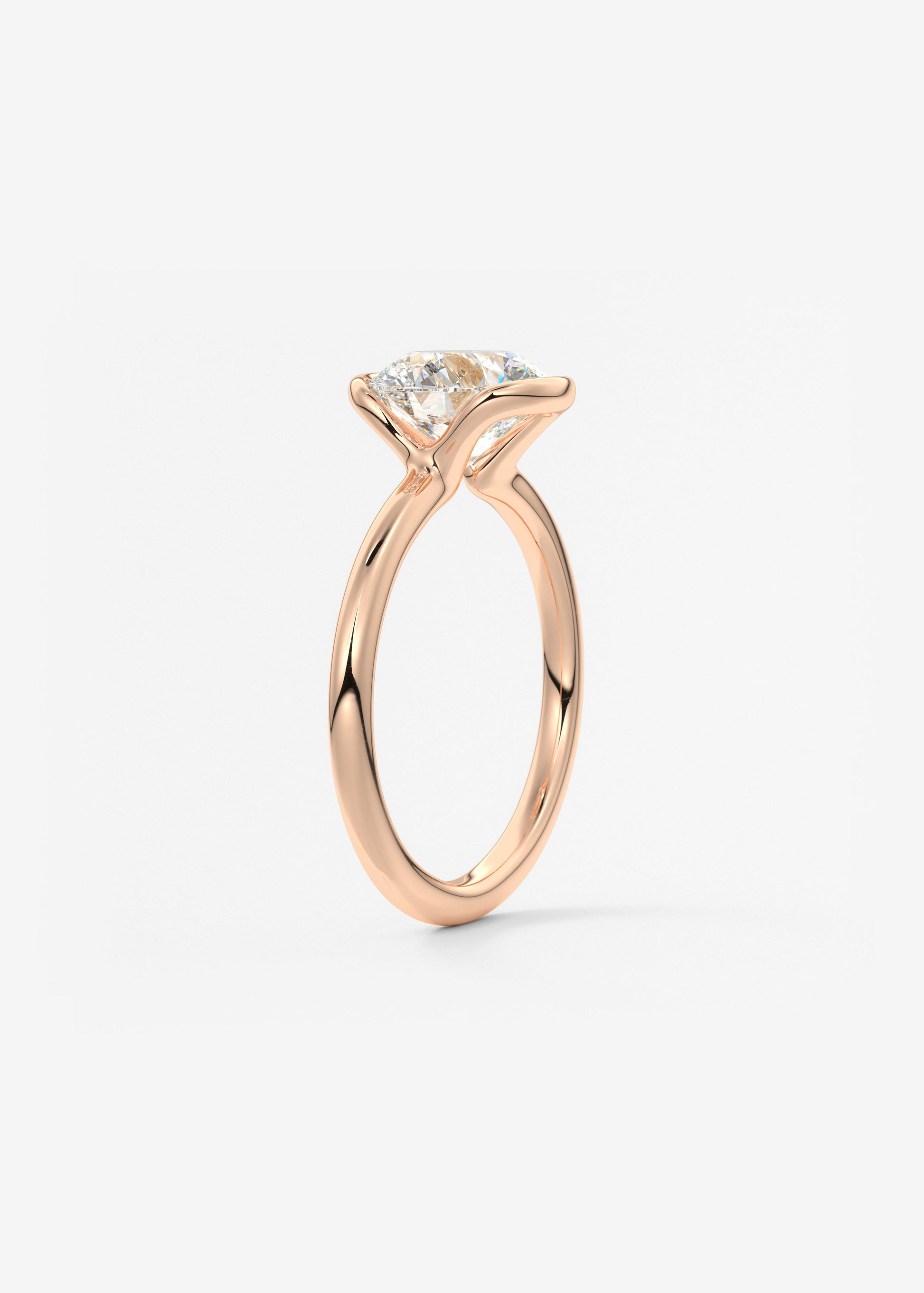 Round Half Bezel Lab Grown Diamond Engagement Ring