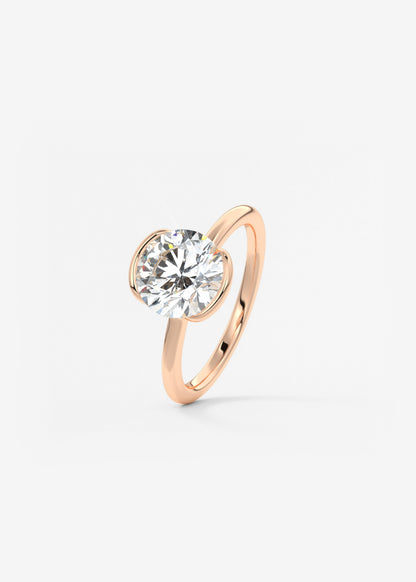 Round Half Bezel Lab Grown Diamond Engagement Ring