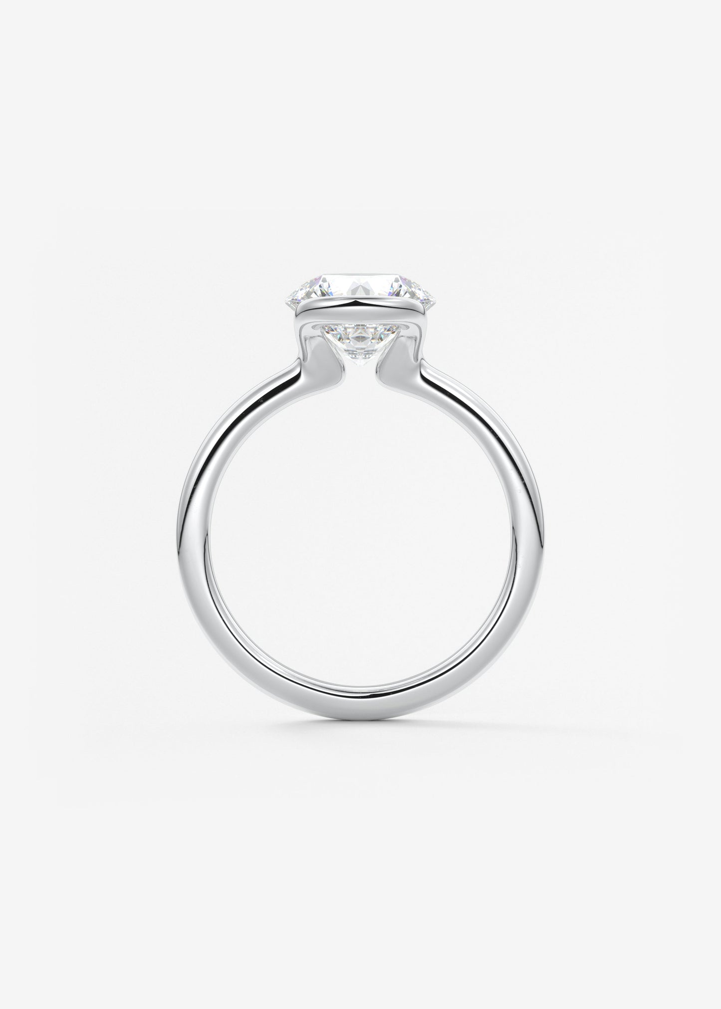 Round Half Bezel Lab Grown Diamond Engagement Ring