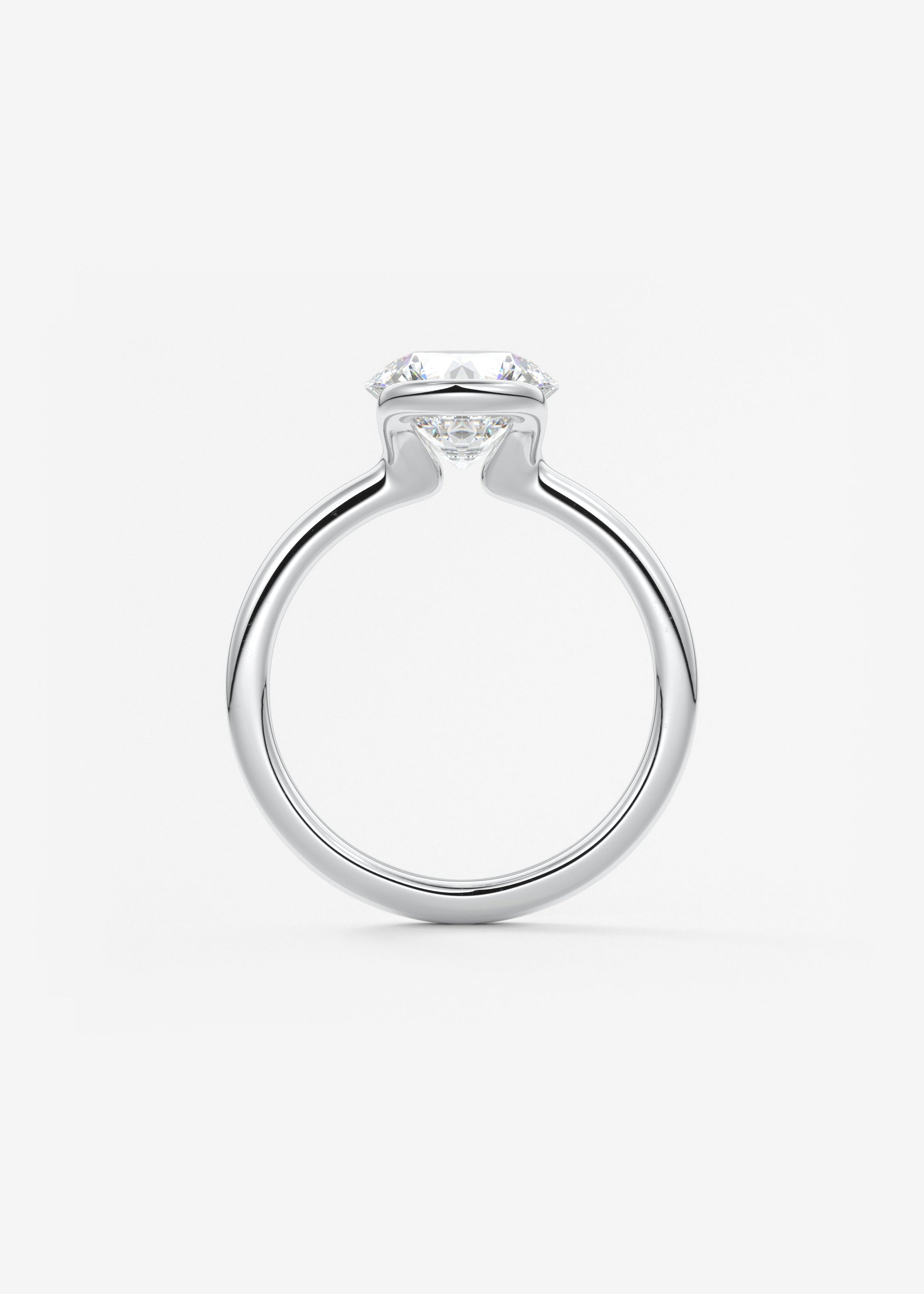 Round Half Bezel Lab Grown Diamond Engagement Ring