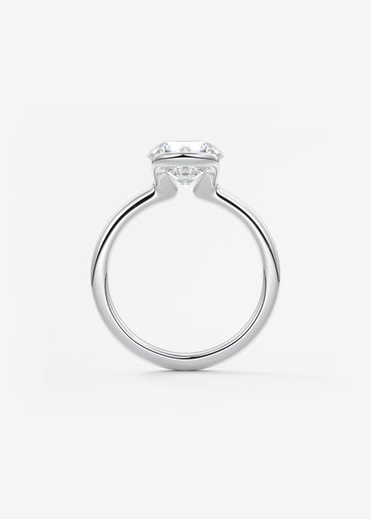Round Half Bezel Lab Grown Diamond Engagement Ring