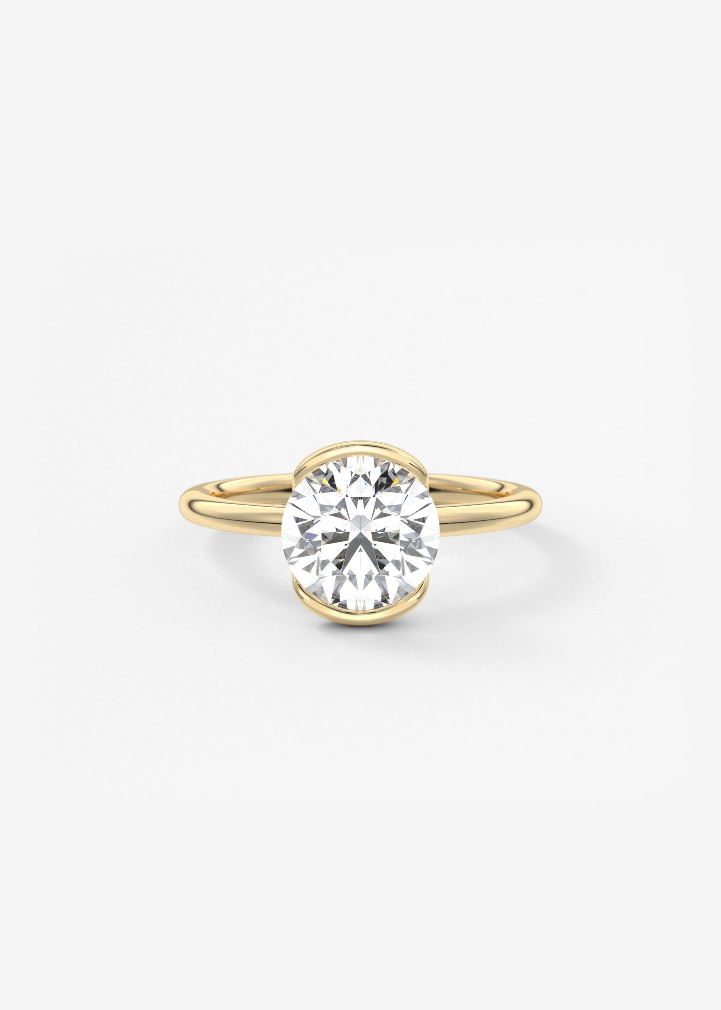 Round Half Bezel Lab Grown Diamond Engagement Ring