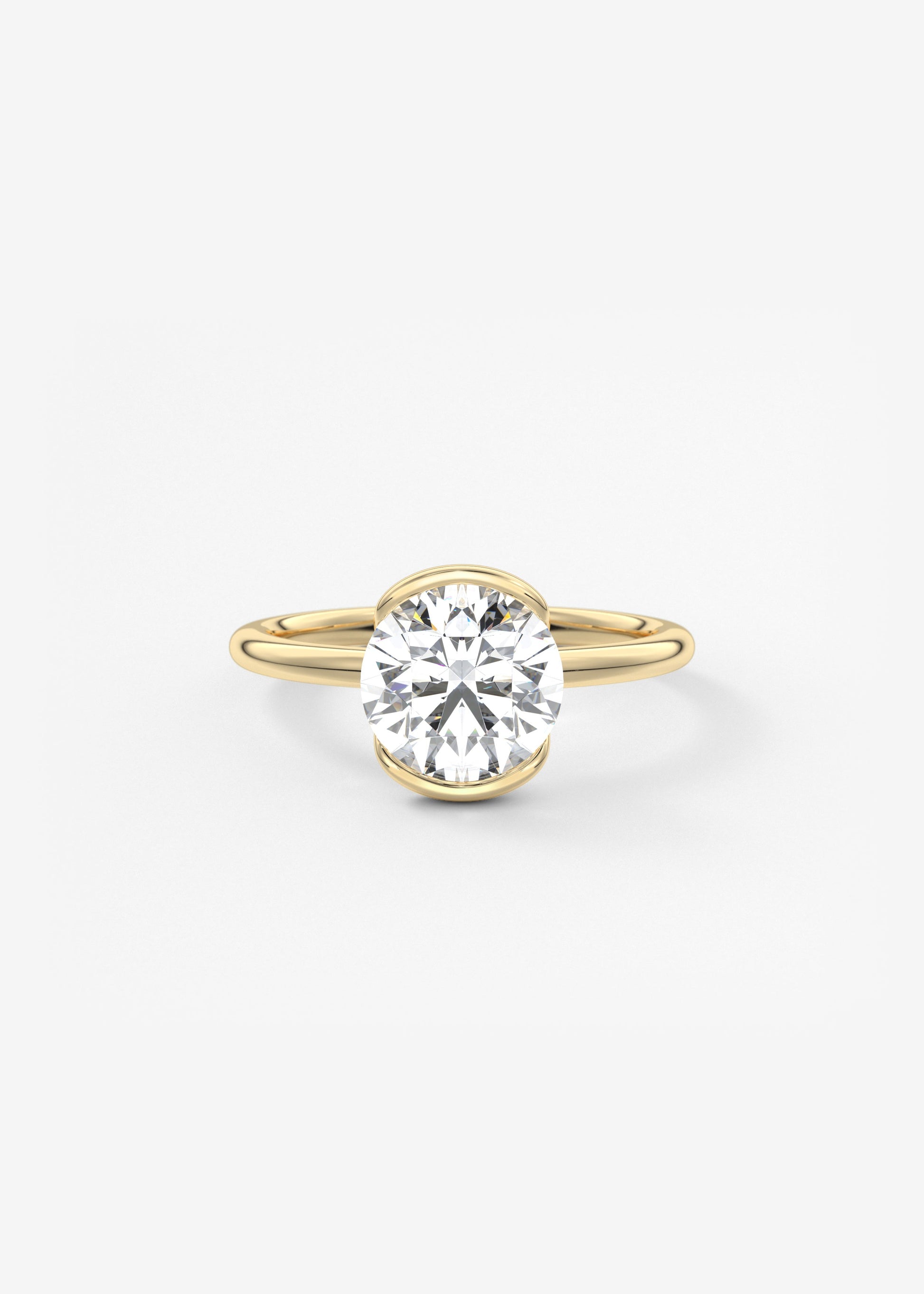 Round Half Bezel Lab Grown Diamond Engagement Ring