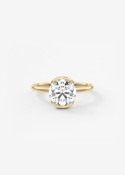 Round Half Bezel Lab Grown Diamond Engagement Ring