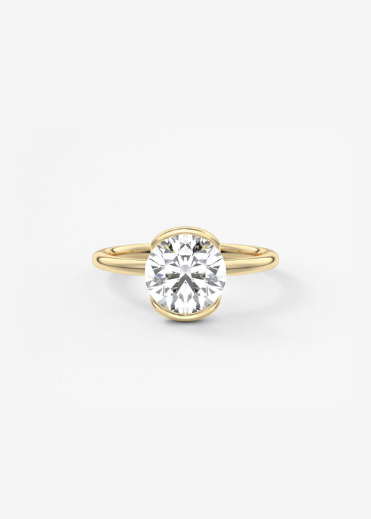 Round Half Bezel Lab Grown Diamond Engagement Ring