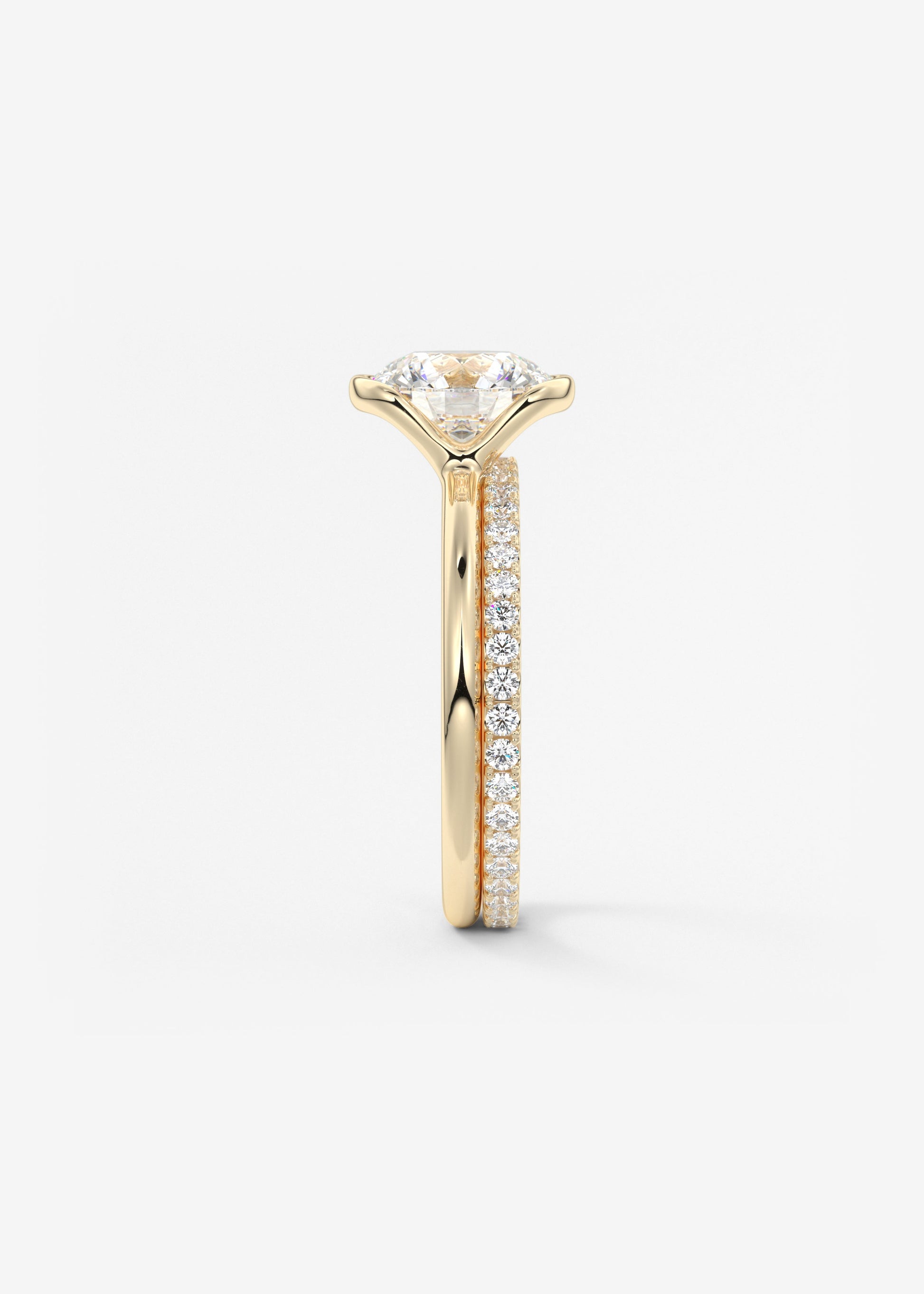 Round Half Bezel Lab Grown Diamond Engagement Ring
