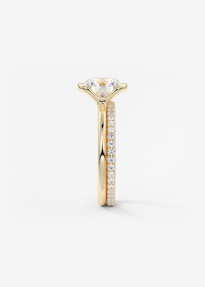 Round Half Bezel Lab Grown Diamond Engagement Ring
