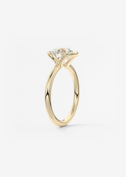 Round Half Bezel Lab Grown Diamond Engagement Ring