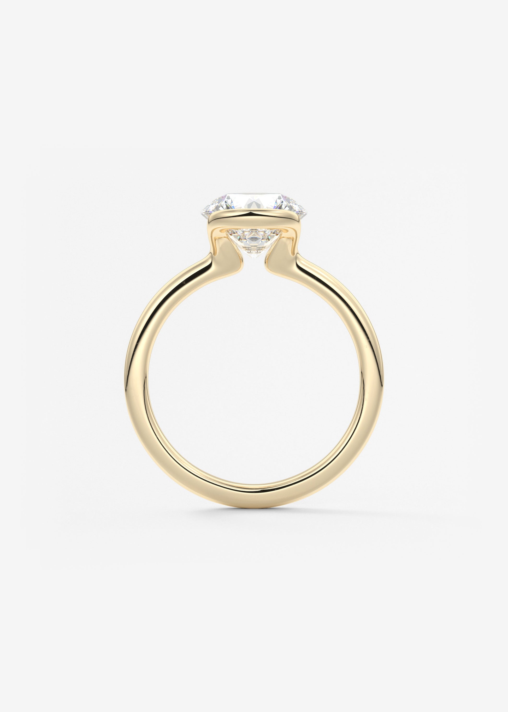 Round Half Bezel Lab Grown Diamond Engagement Ring