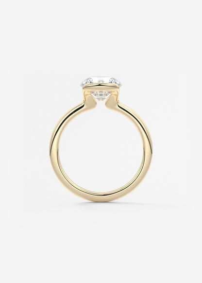 Round Half Bezel Lab Grown Diamond Engagement Ring