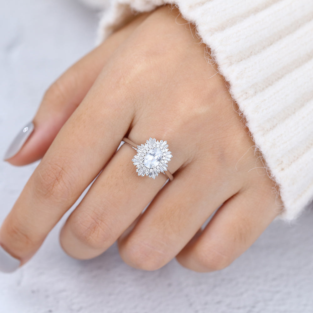 Oval Cluster Lab-Grown Diamond Engagement Ring