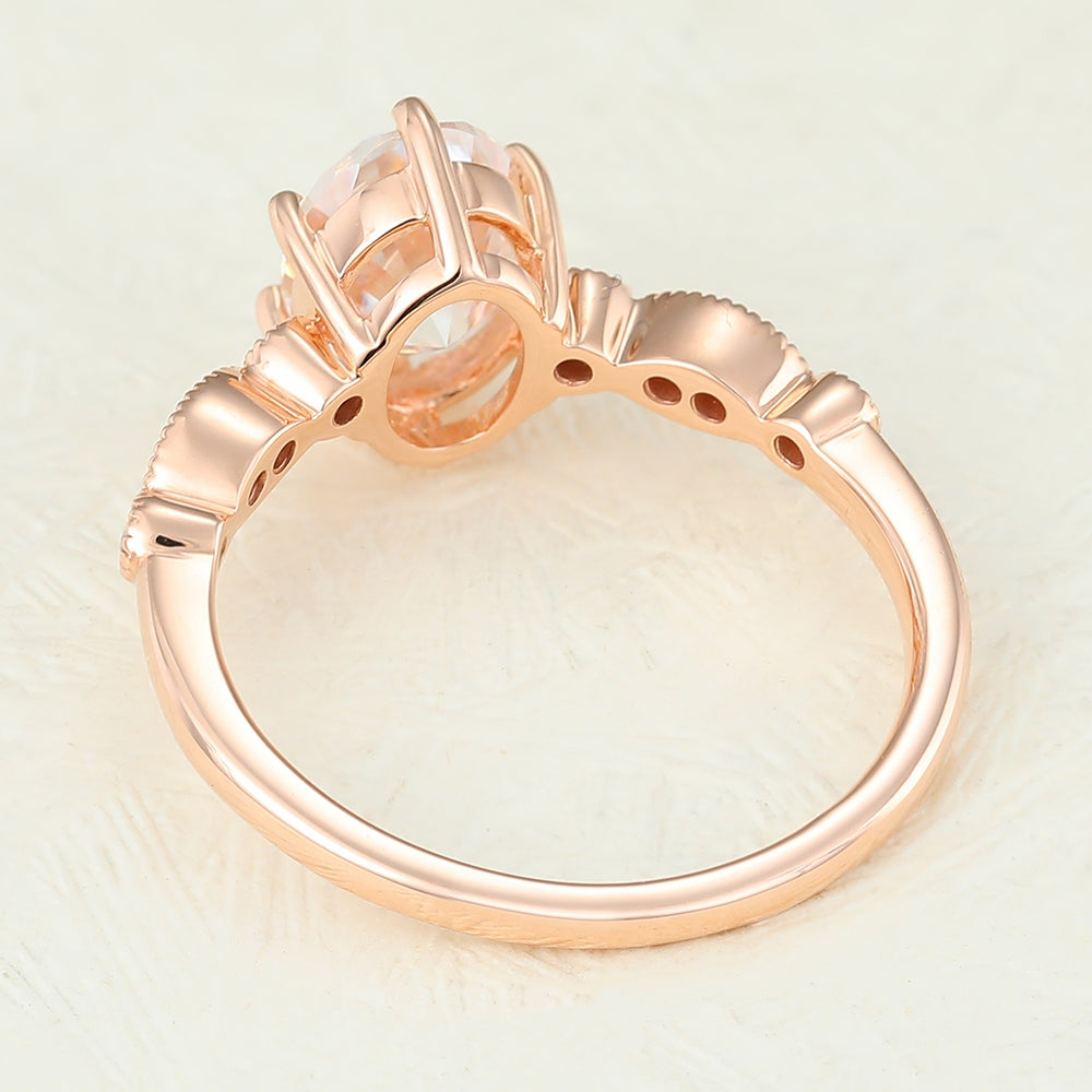 Oval Vinatge Pave Lab-Grown Diamond Engagement Ring
