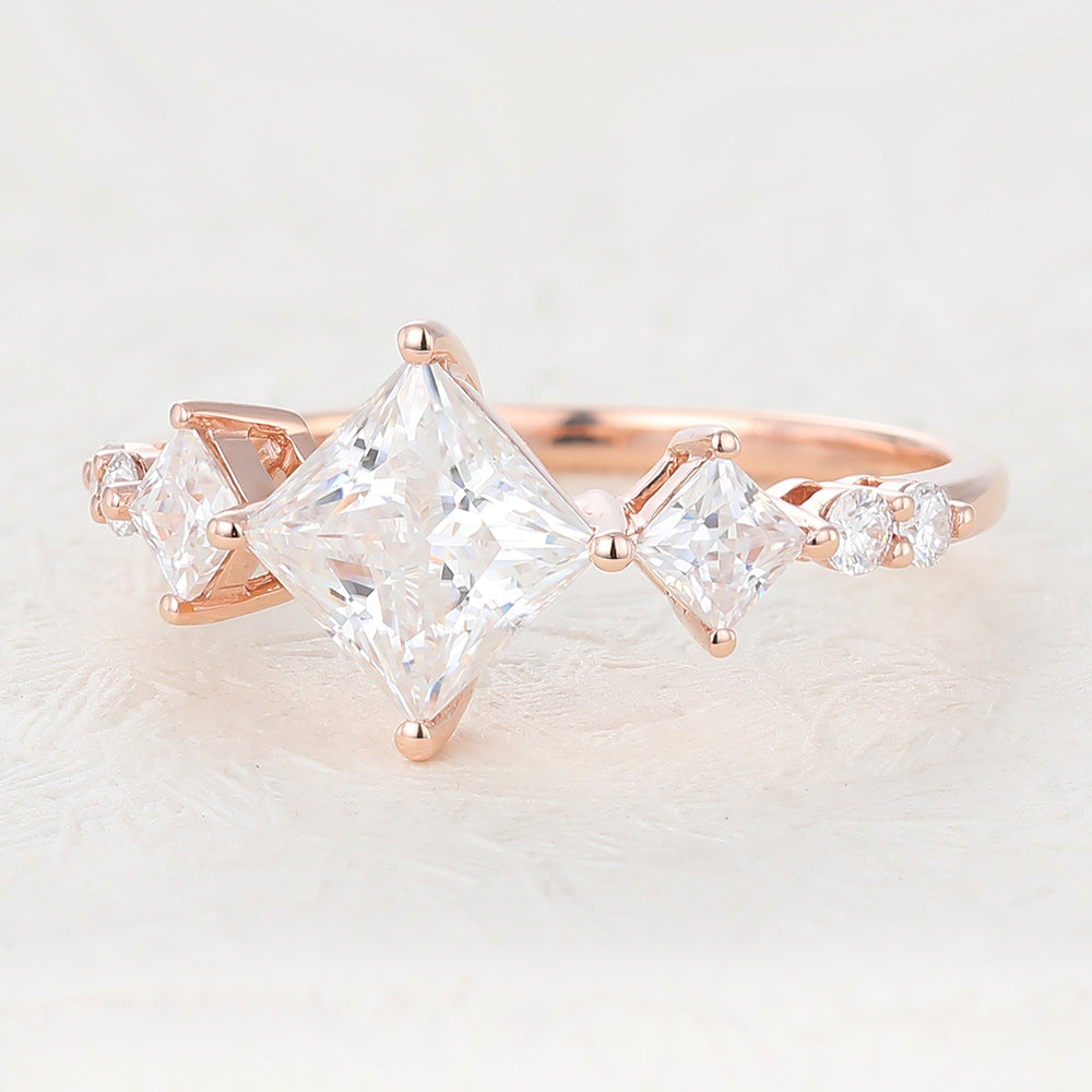 Princess Cluster Lab-Grown Diamond Engagement Ring