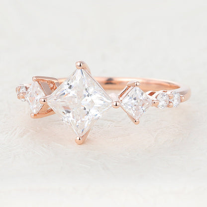 Princess Cluster Lab-Grown Diamond Engagement Ring