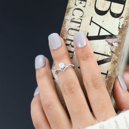 Round Pave Split Shank Lab-Grown Diamond Engagement Ring
